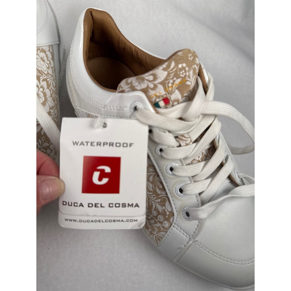 Duca del Cosma Women White Tan Floral Waterproof Golf Shoes Sneakers Size 37 6.5 - Picture 6 of 11